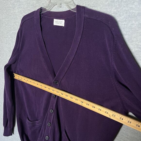 United Colors of Benetton Mens Grandpa Cardigan Sweater L Made in Italy Vtg 90s - Picture 6 of 8